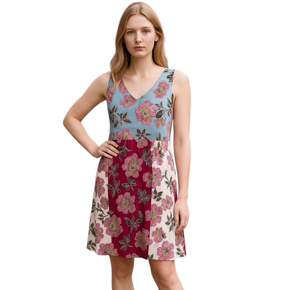 J. Jill Medium Petite (PM) Women's Bold Floral Print Pockets Sleeveless Dress